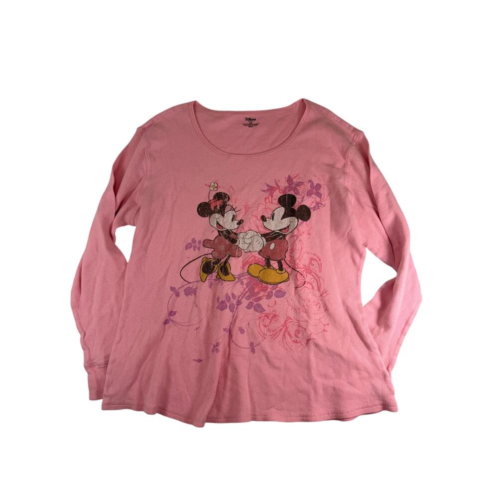 Disney Mickey & Minnie Pink Waffle Knit Thermal XXL